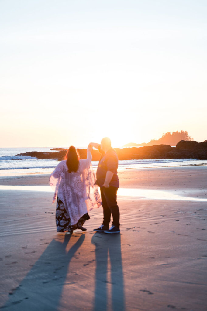 Dancing on the beach in Tofino