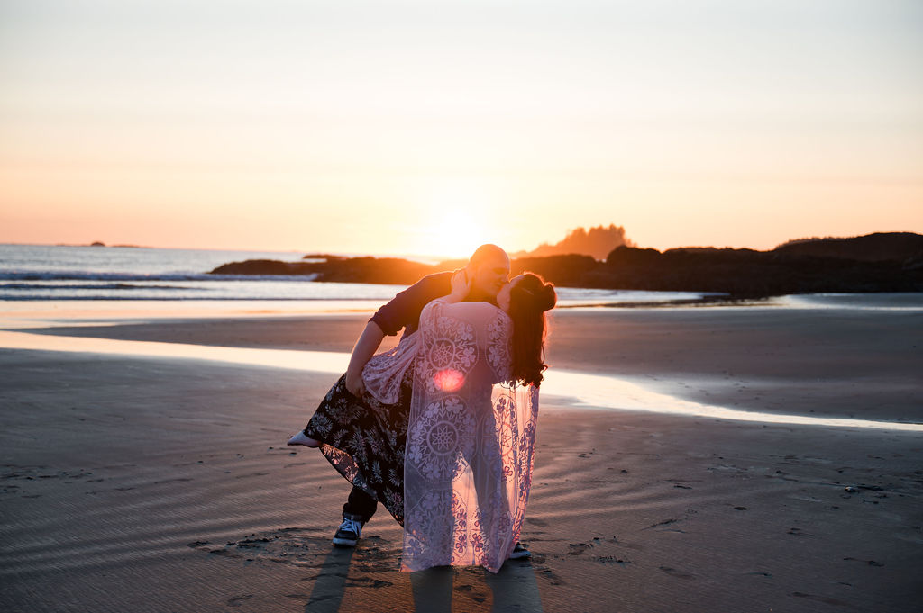 Romantic Sunset engagement photography on the beach