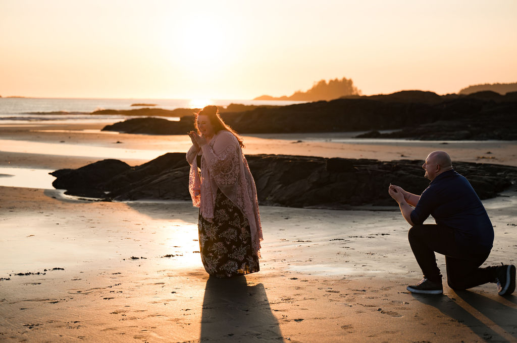 Romantic Sunset Engagement photography in Tofino