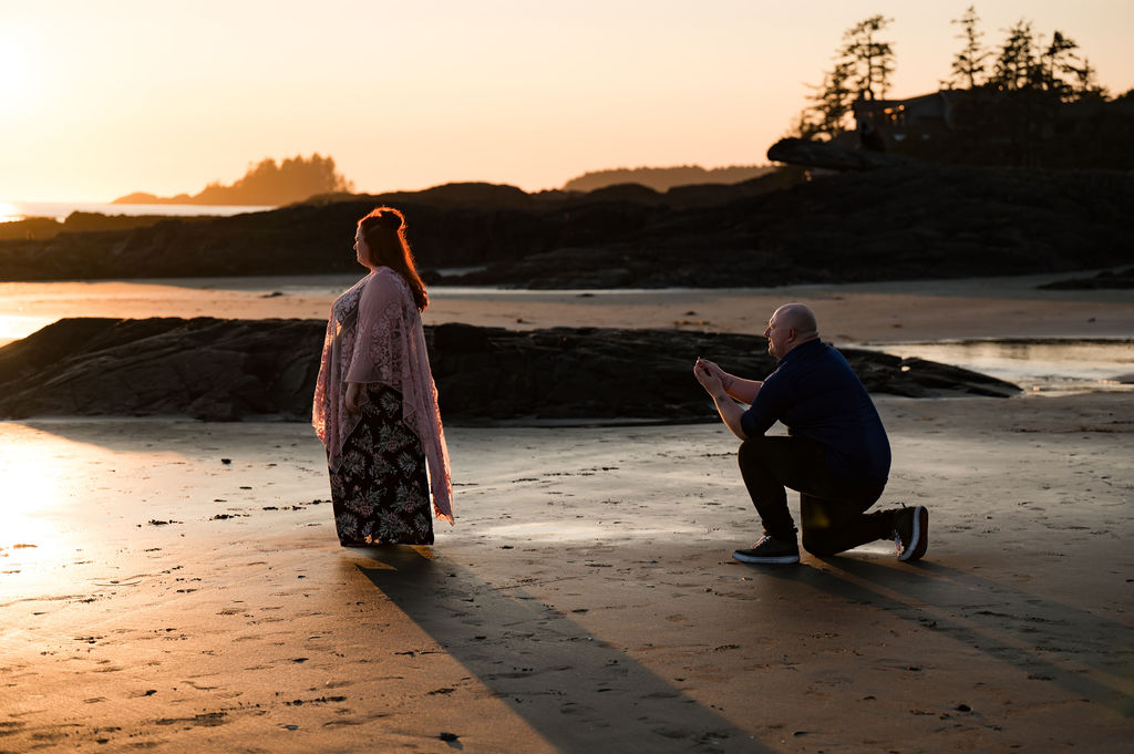 Sunset proposal photography in Tofino