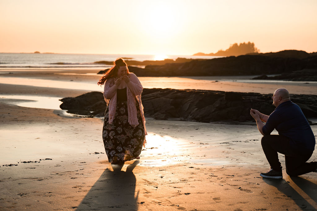 Romantic Sunset Engagement photography in Tofino