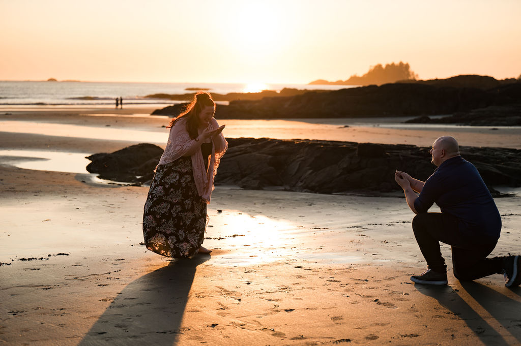 Romantic Sunset Engagement photography in Tofino