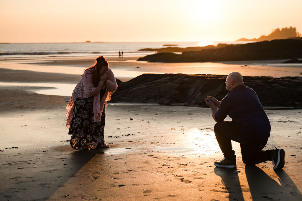 Romantic Sunset Engagement photography in Tofino